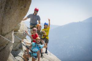Kids and their guide enjoying a fun day on the Tahoe Via Ferrata