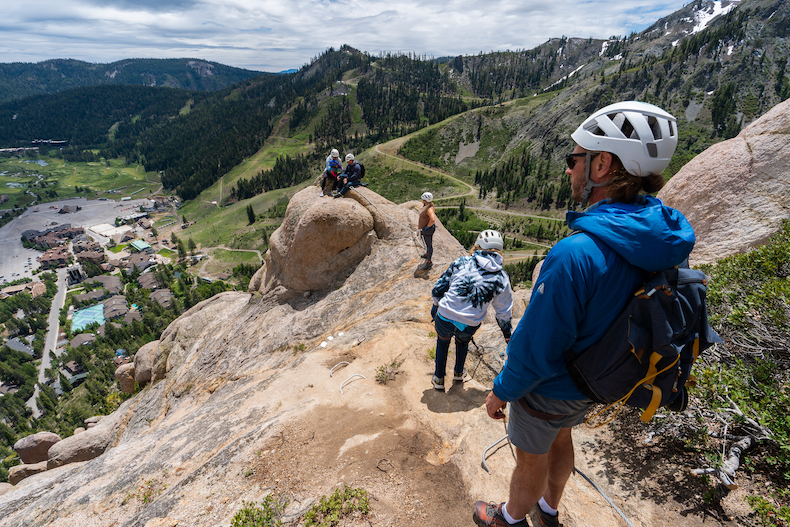 Climbers approach the Olympic Valley Overlook