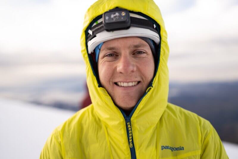 Alpenglow Expeditions' Tahoe Via Ferrata guide Sam Kieckhefer while ski guiding in South America.