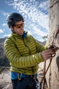 Braden Mayfield rock climbing in Lake Tahoe